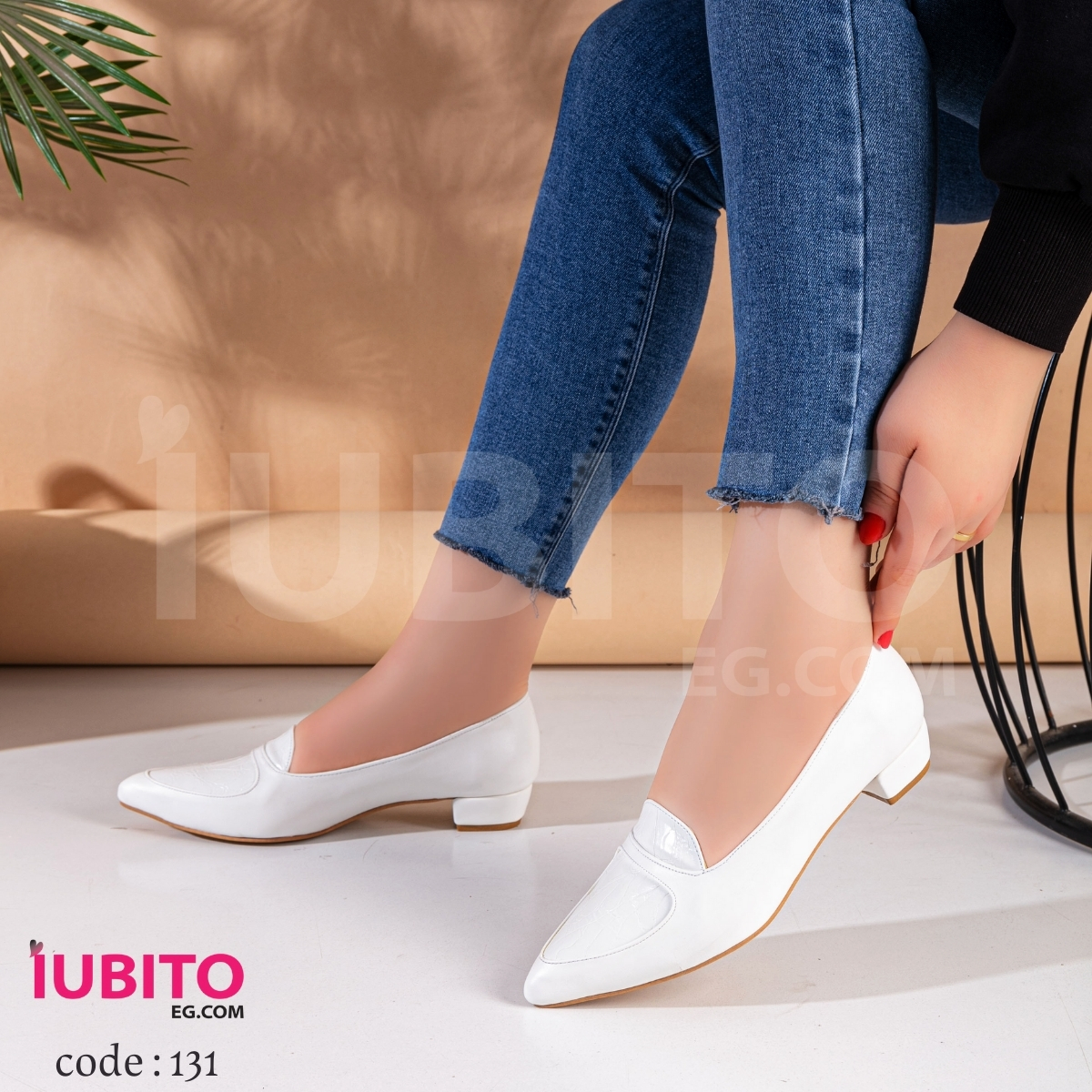 Women's shoes, 2 cm heel - white - code (131)