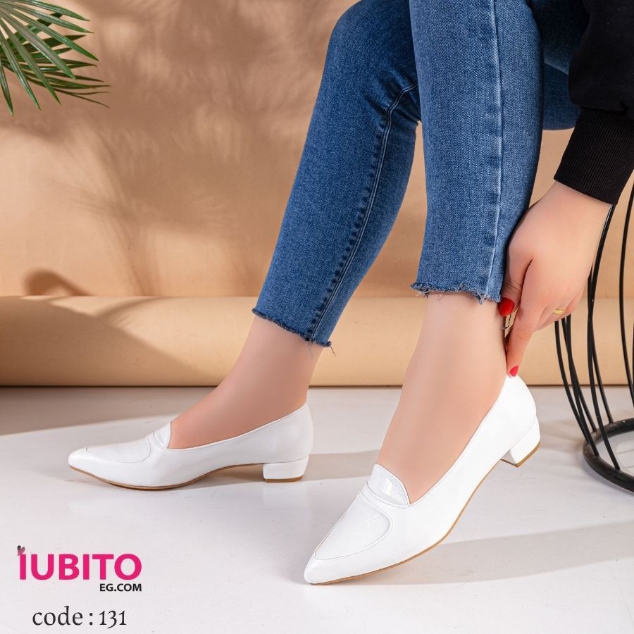 Women's shoes, 2 cm heel - white - code (131)