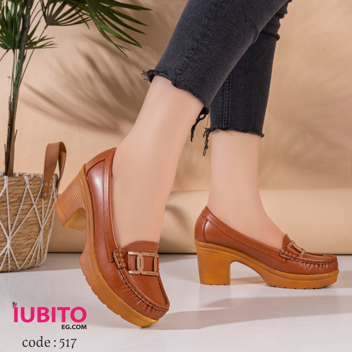 Women's 5 cm heel shoes - Havana - Code (517)