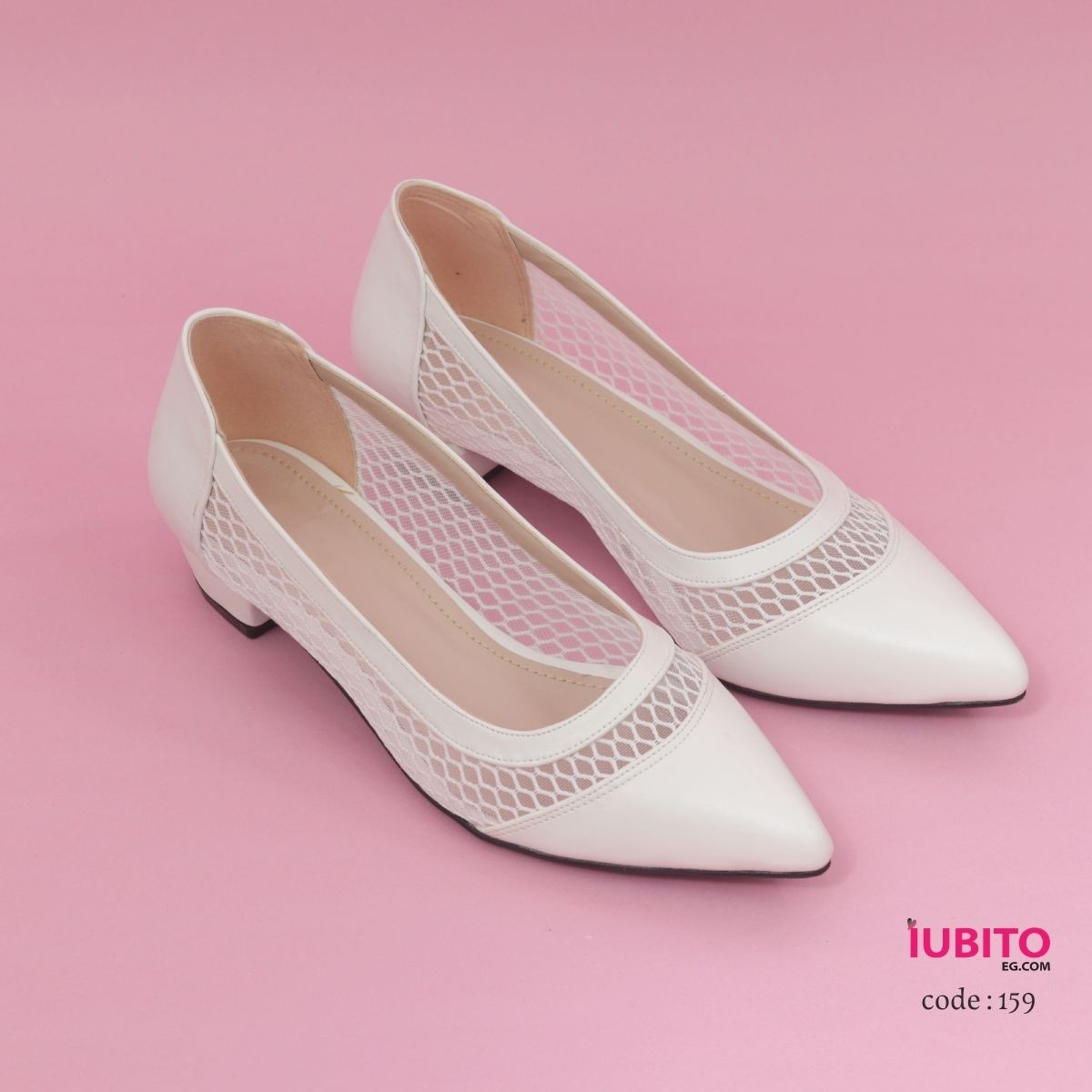Women's 2 cm heel shoes - white - code (159)